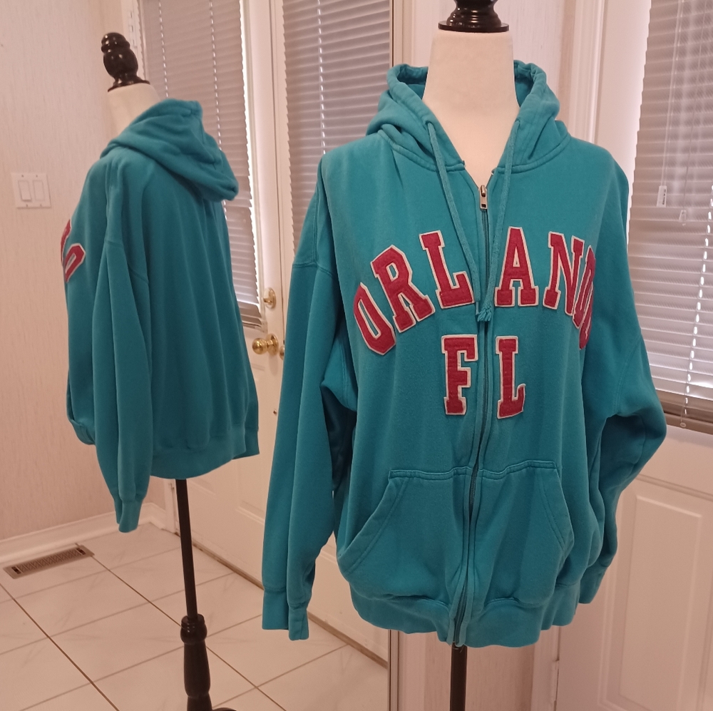 4/$60 Teal Blue Orlando Hoodie - Size Large